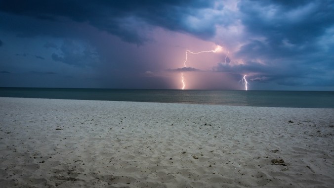 lightning storm off the coast