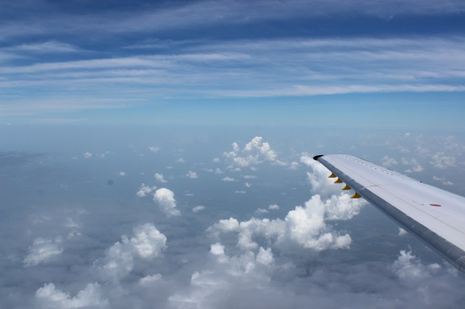clouds from the window of an airplane