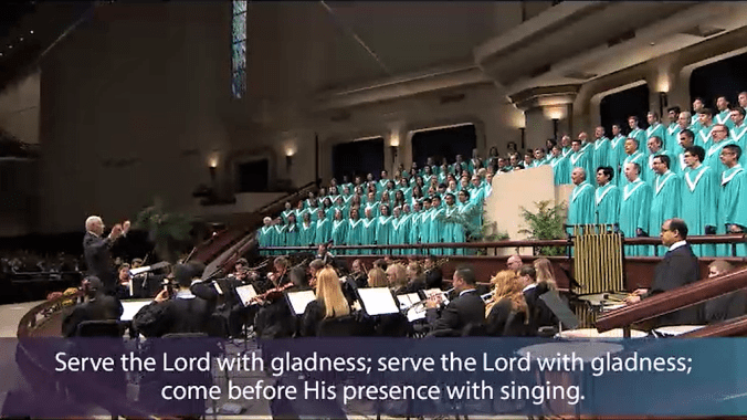 choir and orchestra singing praise to God
